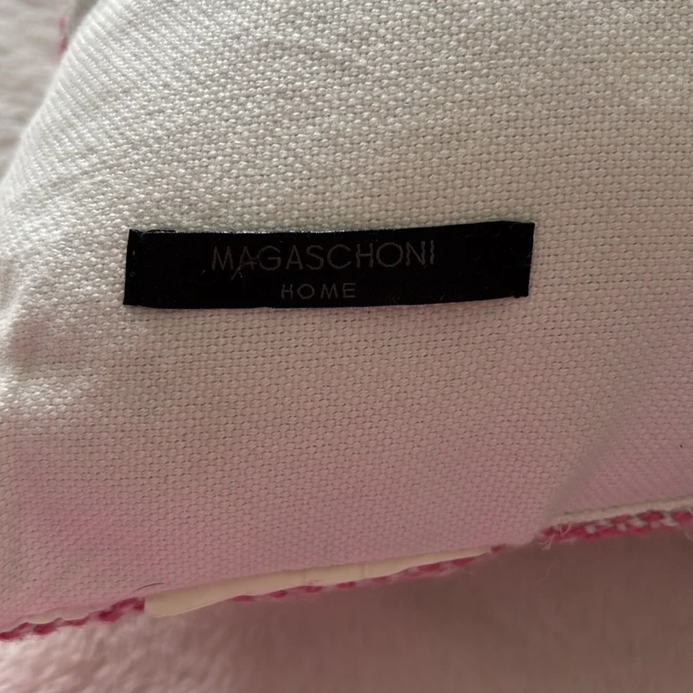 Magaschoni Home Decorative Toss Throw Pillow Pink & White Pink Tassels